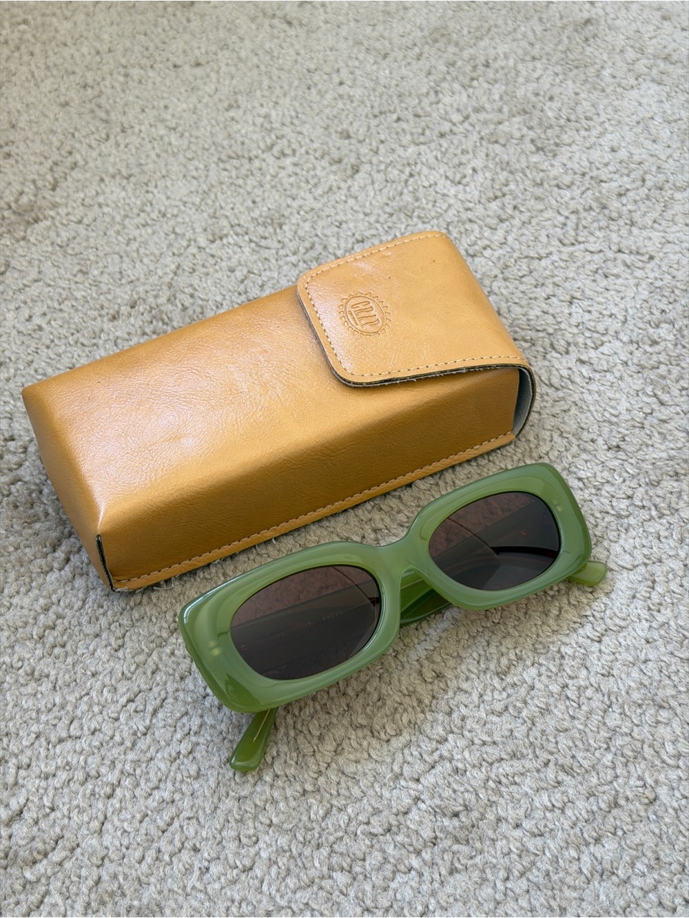 Green Crap Eyewear Sunglasses with Tan Case